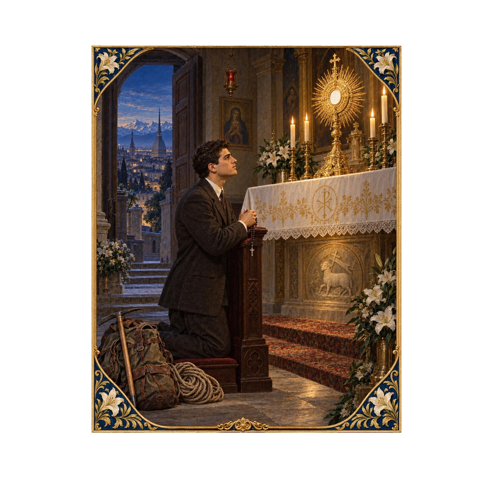 St Pier Giorgio Frassati Nocturnal Adoration Art, Rosary Prayer, Catholic Wall Decor